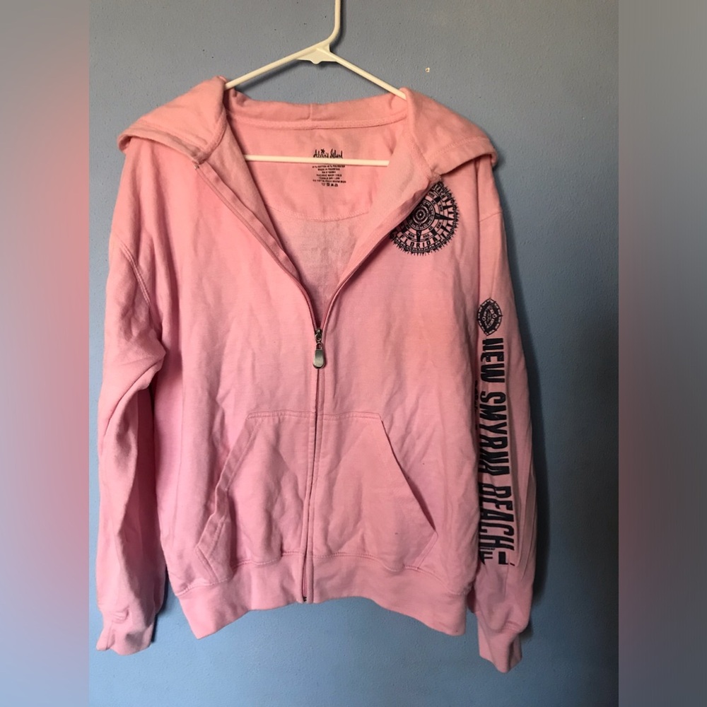 Alvin’s Island Surf Shop Pink Fleece Hoodie Sz M New Smyrna Beach